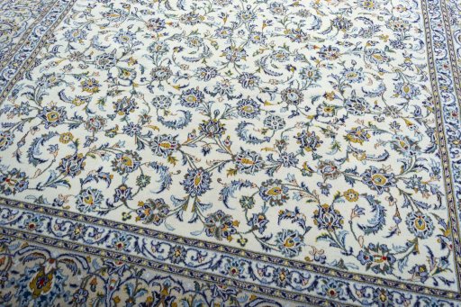 Close-up detail of New Nain rug from Iran / Persia showing Wool weave