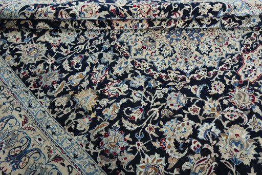 Close-up detail of 2000s Nain rug from Iran / Persia showing Wool weave