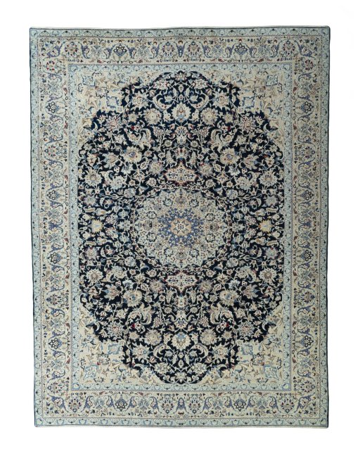 Full view of 2000s Nain rug from Iran / Persia, 400 × 300 cm in Blue tones