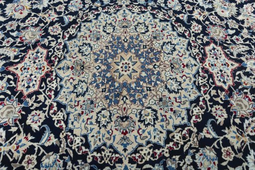 Central medallion detail of 2000s Nain rug from Iran / Persia