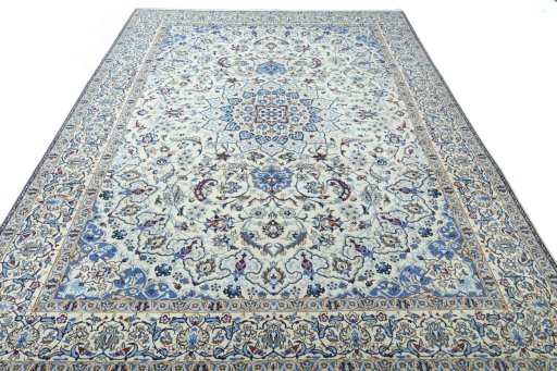 Surface texture of 2000s Nain rug with natural Wool and intricate pattern