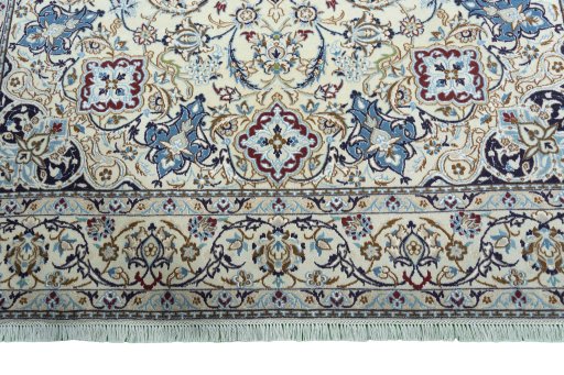 Full view of 2000s Nain rug from Iran / Persia, 305 × 210 cm in Beige tones