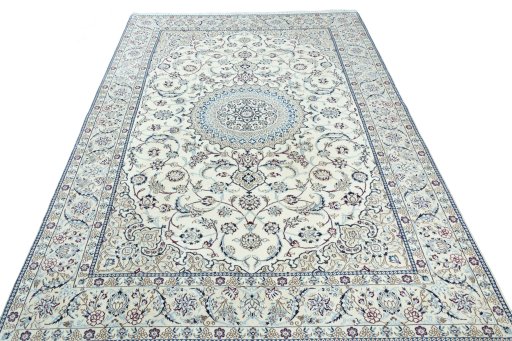 Surface texture of New Nain rug with natural Wool and intricate pattern