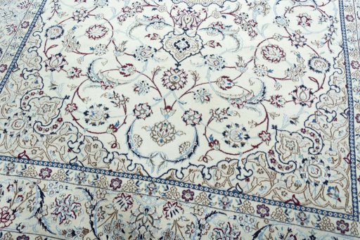 Close-up detail of New Nain rug from Iran / Persia showing Wool weave