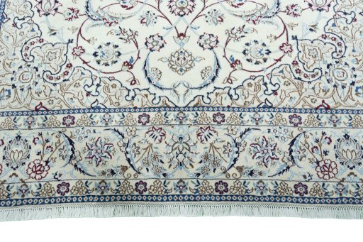 Full view of New Nain rug from Iran / Persia, 304 × 204 cm in Beige tones