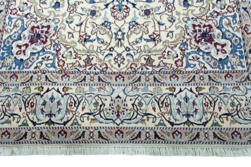 Full view of 2000s Nain rug from Iran / Persia, 306 × 197 cm in Beige tones
