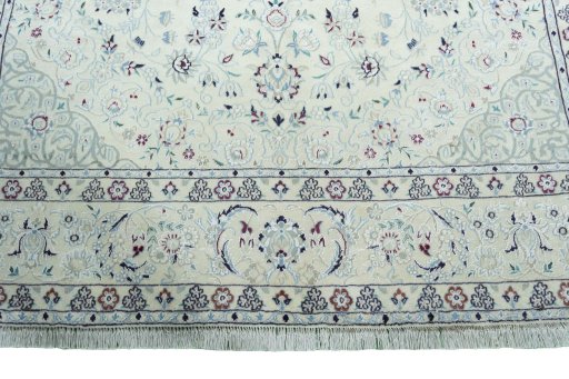 Full view of 2000s Nain rug from Iran / Persia, 295 × 198 cm in Beige tones