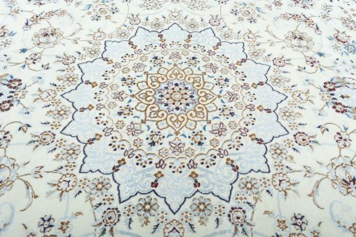 Central medallion detail of 2000s Nain rug from Iran / Persia