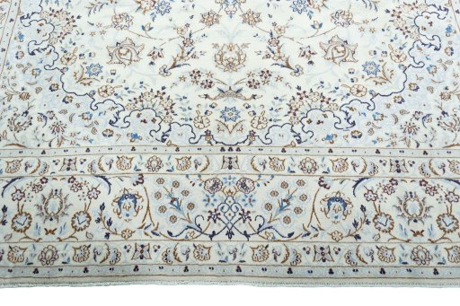 Full view of 2000s Nain rug from Iran / Persia, 358 × 260 cm in Beige tones