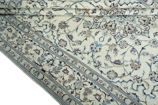 Close-up detail of New Nain rug from Iran / Persia showing Wool weave