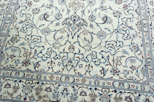 Close-up detail of New Nain rug from Iran / Persia showing Wool weave