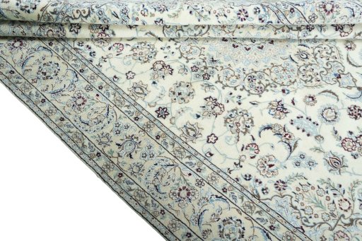 Close-up detail of 2000s Nain rug from Iran / Persia showing Wool weave