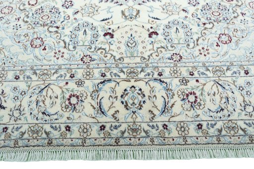 Full view of 2000s Nain rug from Iran / Persia, 304 × 207 cm in Beige tones