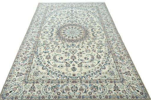Surface texture of New Nain rug with natural Wool and intricate pattern