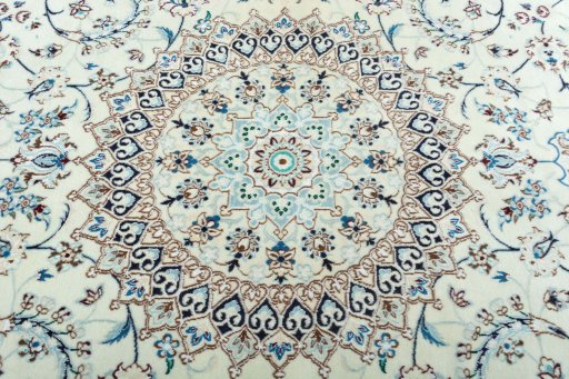 Central medallion detail of New Nain rug from Iran / Persia