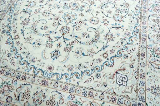 Close-up detail of New Nain rug from Iran / Persia showing Wool weave