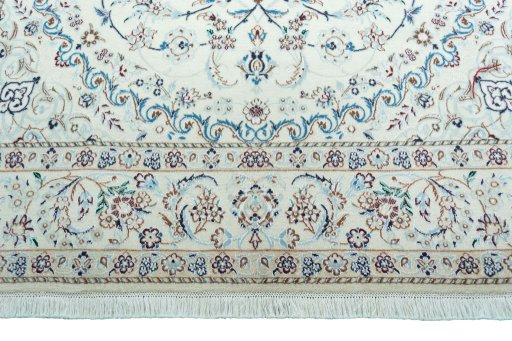 Full view of New Nain rug from Iran / Persia, 320 × 203 cm in Beige tones