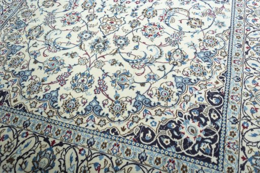 Close-up detail of 2000s Nain rug from Iran / Persia showing Wool weave