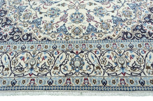 Full view of 2000s Nain rug from Iran / Persia, 311 × 201 cm in Beige tones