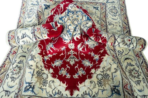 Surface texture of New Nain rug with natural Wool and intricate pattern