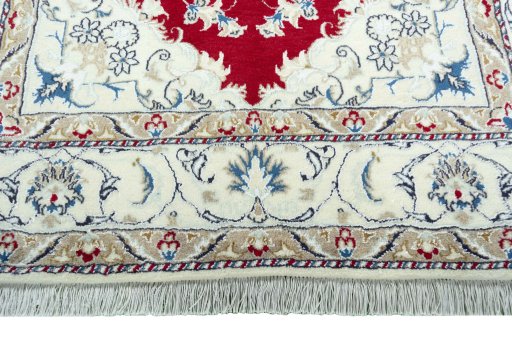 Full view of New Nain rug from Iran / Persia, 192 × 131 cm in Red tones