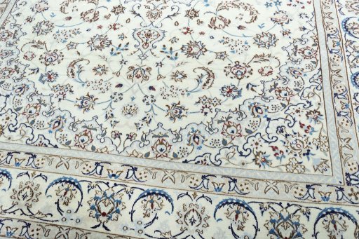 Close-up detail of 2000s Nain rug from Iran / Persia showing Wool weave