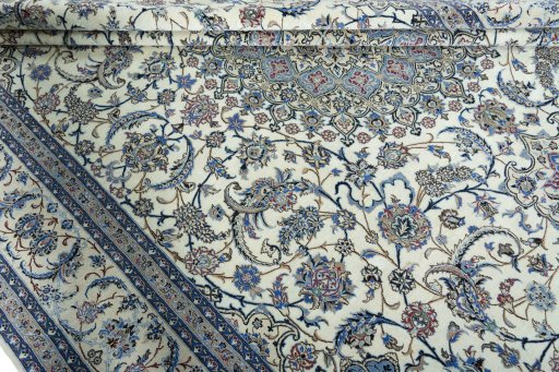 Close-up detail of 2000s Nain rug from Iran / Persia showing Cork weave