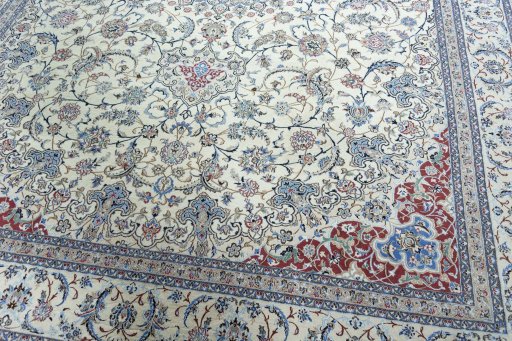 Close-up detail of 2000s Nain rug from Iran / Persia showing Cork weave