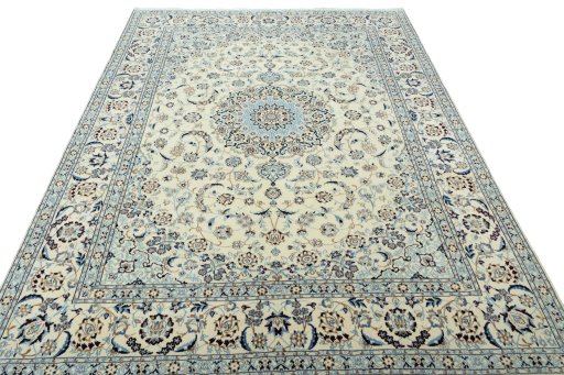 Surface texture of 2000s Nain rug with natural Wool and intricate pattern
