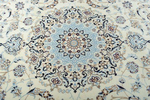 Central medallion detail of 2000s Nain rug from Iran / Persia