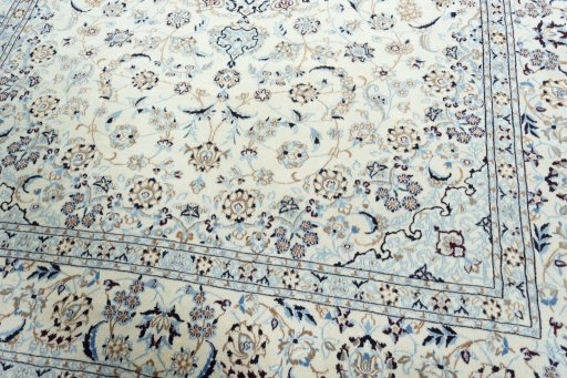 Close-up detail of 2000s Nain rug from Iran / Persia showing Wool weave