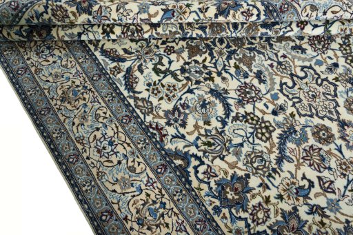 Close-up detail of 2000s Nain rug from Iran / Persia showing Wool weave