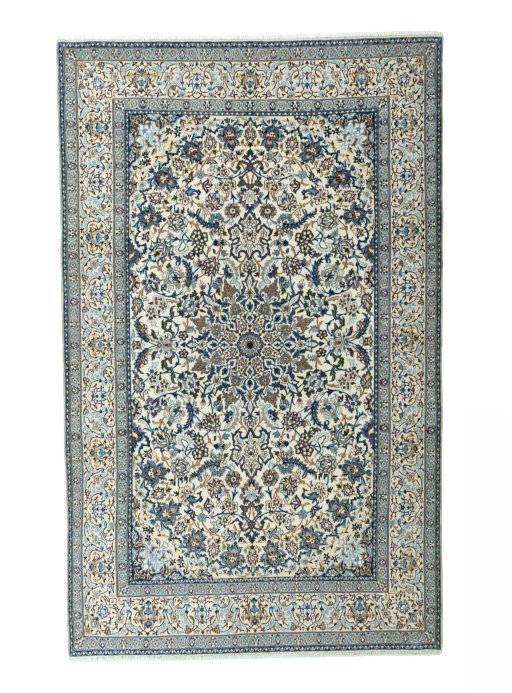 Full view of 2000s Nain rug from Iran / Persia, 342 × 213 cm in Beige tones