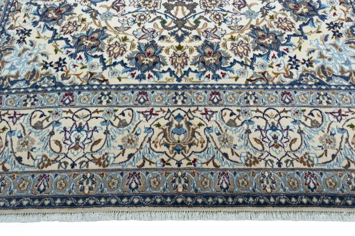 Full view of 2000s Nain rug from Iran / Persia, 342 × 213 cm in Beige tones