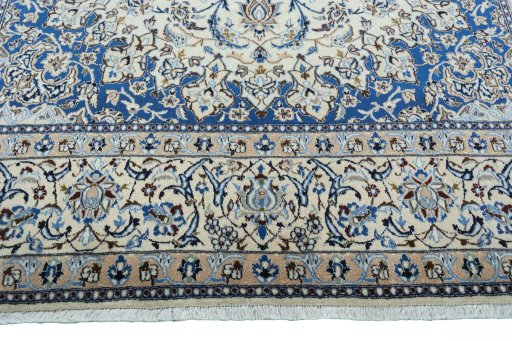 Full view of 2000s Nain rug from Iran / Persia, 373 × 248 cm in Beige tones
