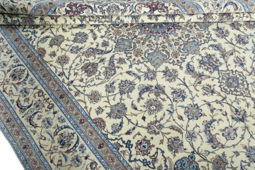 Close-up detail of 2000s Nain rug from Iran / Persia showing Cork weave