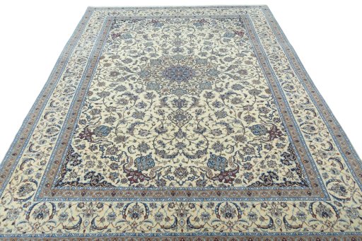 Surface texture of 2000s Nain rug with natural Cork and intricate pattern