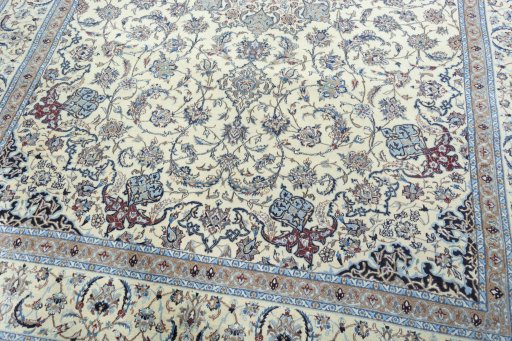 Close-up detail of 2000s Nain rug from Iran / Persia showing Cork weave