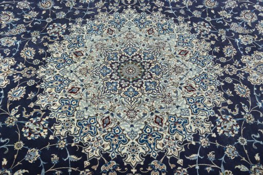 Central medallion detail of 2000s Nain rug from Iran / Persia