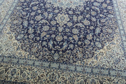 Close-up detail of 2000s Nain rug from Iran / Persia showing Cork weave