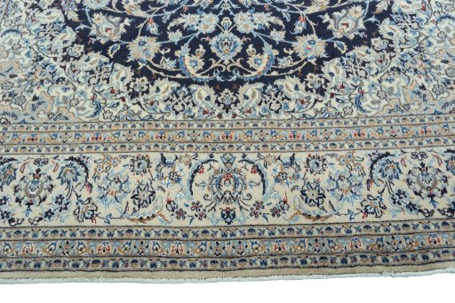Full view of 2000s Nain rug from Iran / Persia, 318 × 224 cm in Blue tones