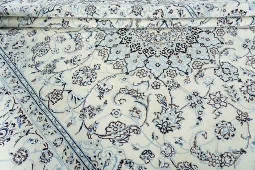 Close-up detail of New Nain rug from Iran / Persia showing Wool weave