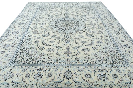 Surface texture of New Nain rug with natural Wool and intricate pattern