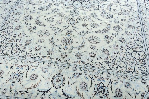 Close-up detail of New Nain rug from Iran / Persia showing Wool weave