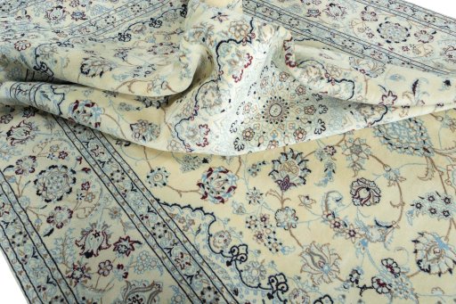 Surface texture of New Nain rug with natural Wool and intricate pattern