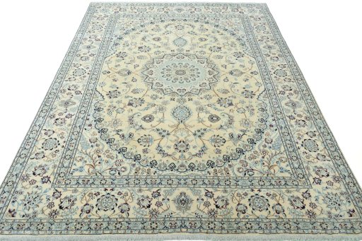 Surface texture of New Nain rug with natural Wool and intricate pattern