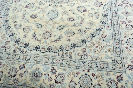 Close-up detail of New Nain rug from Iran / Persia showing Wool weave