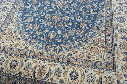 Close-up detail of 2000s Nain rug from Iran / Persia showing Wool weave