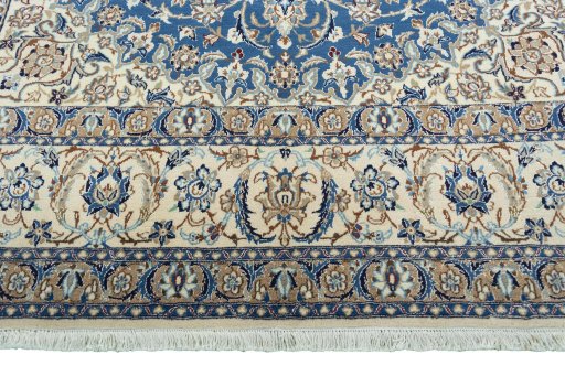 Full view of 2000s Nain rug from Iran / Persia, 300 × 202 cm in Blue tones