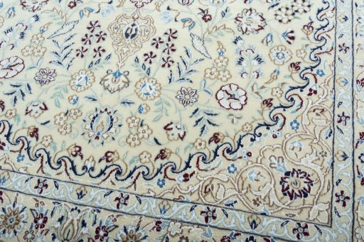 Close-up detail of 2000s Nain rug from Iran / Persia showing Wool weave